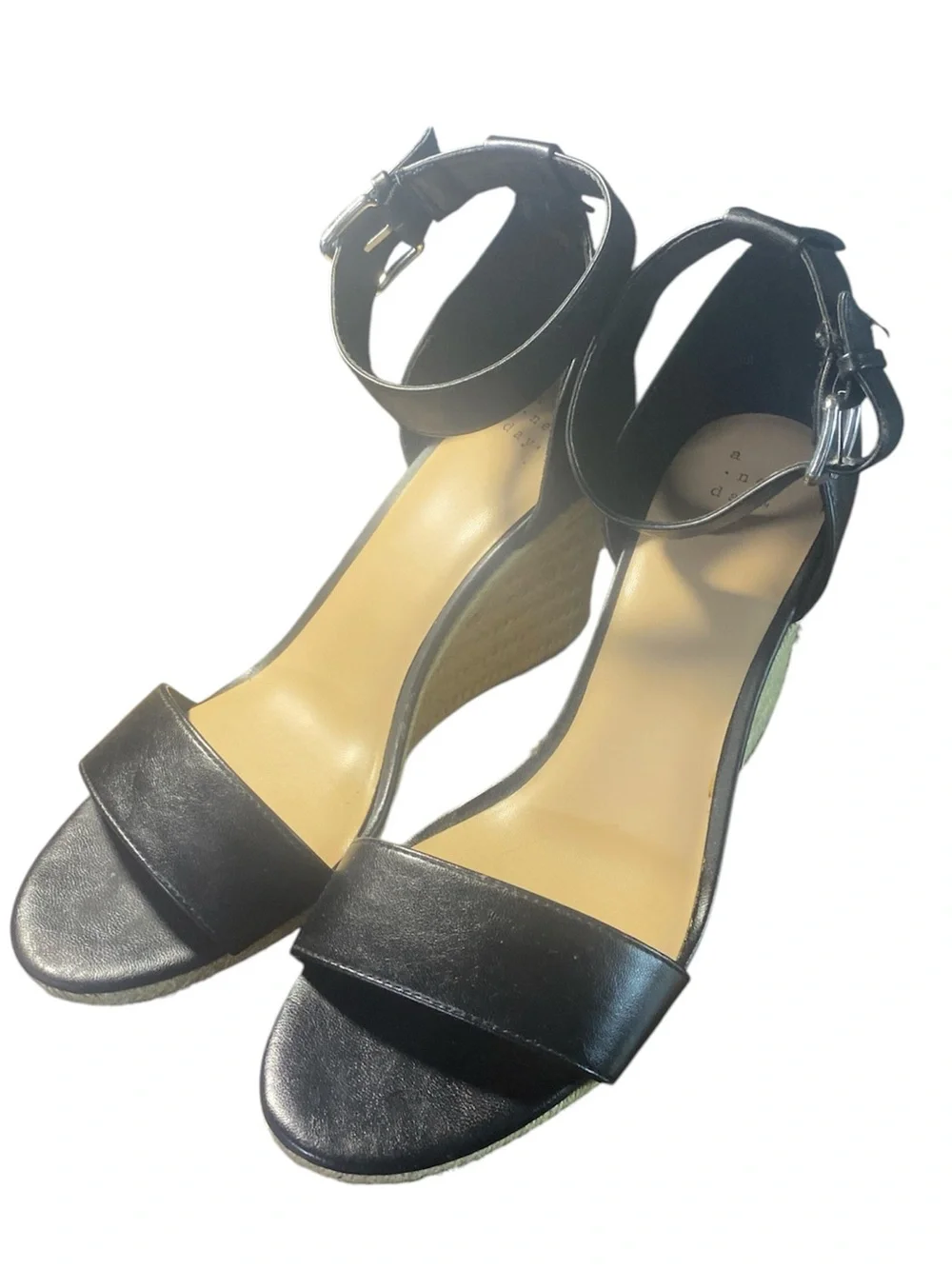 ANewDay Black Ankle-Strap Wedge Sandals sz 11